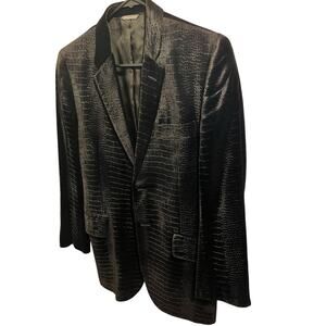 NICOLE FARHI BLACK VELVET JACKET - Size 38 inch chest - RARE Animal Print - Mint